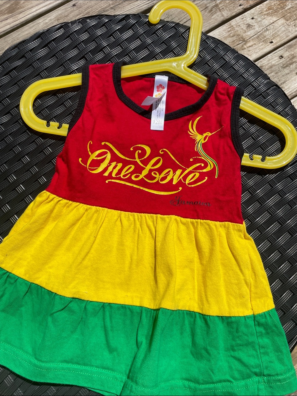 🇯🇲❤️💛💚 One Love Rasta Baby Girl DressRed Yellow Green Reggae Dress Size 12M - Picture 3 of 10